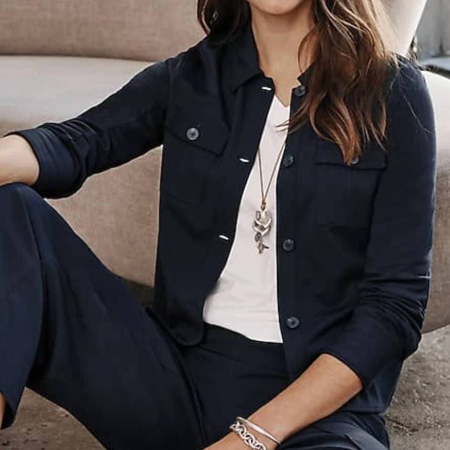 J. Jill Wearever Double-Face Jersey Flap-Pocket Jacket – Allure Clothing &  More