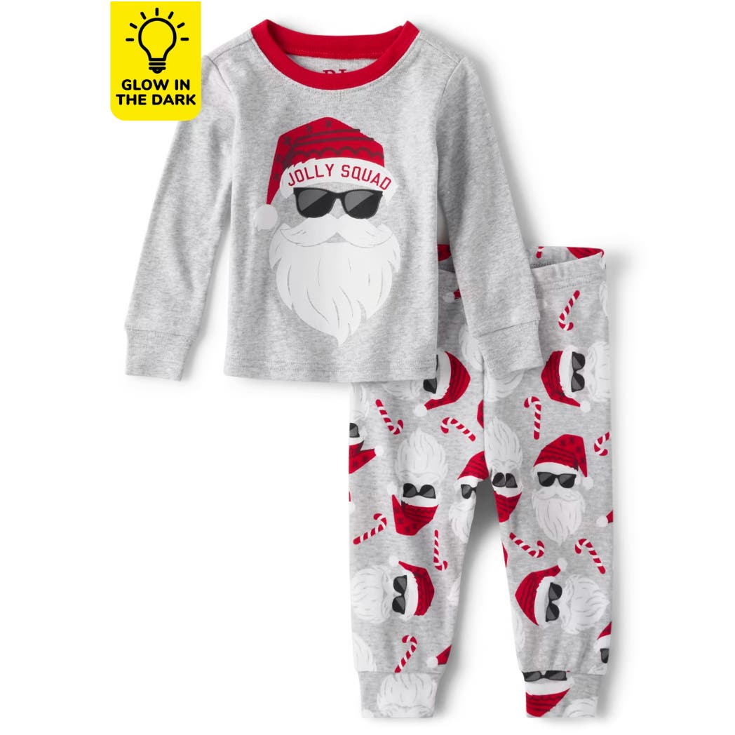 The Children's Place Kids Glow Jolly Squad Snug Fit Cotton Pajamas