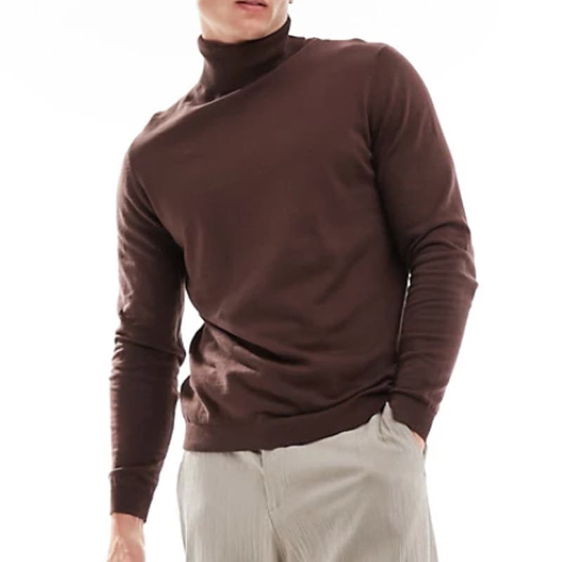 ASOS Deisgn Lightweight Knitted Cotton Roll Neck Jumper