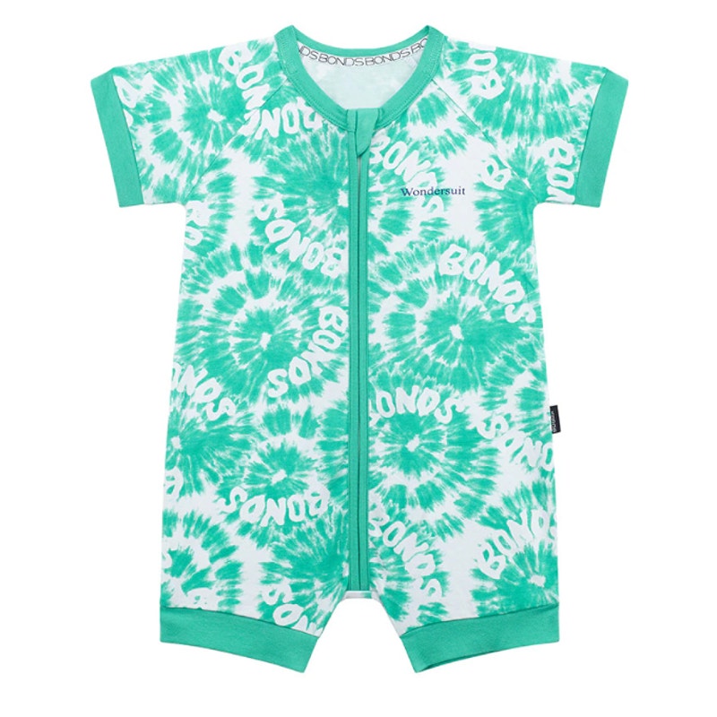 Bonds Zip Romper in Tie Dye Green