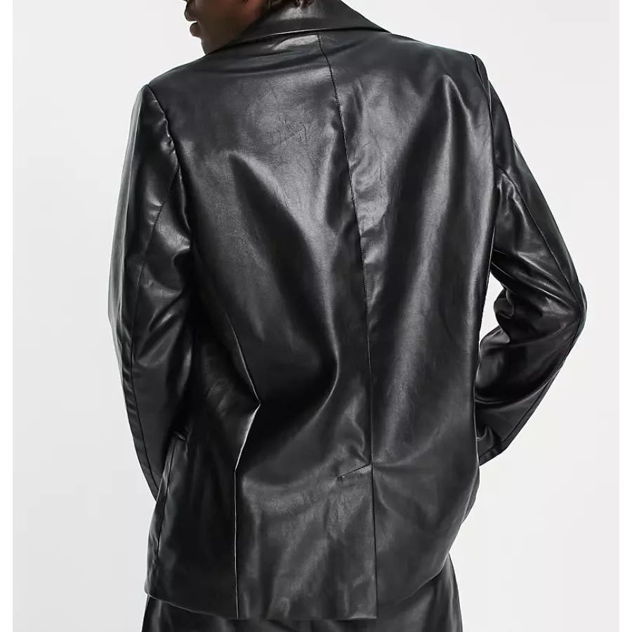 Reclaimed Vintage Inspired Leather Look Dad Fit Blazer