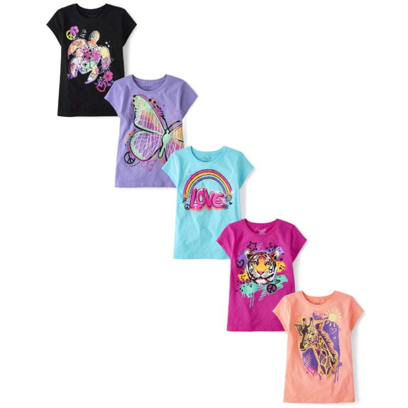 The Children's Place Girls Animal Graphic Tee 5-Pack