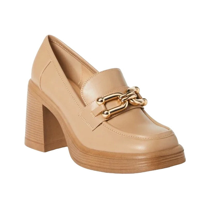 Justfab Daria Block Heeled Loafer Pump