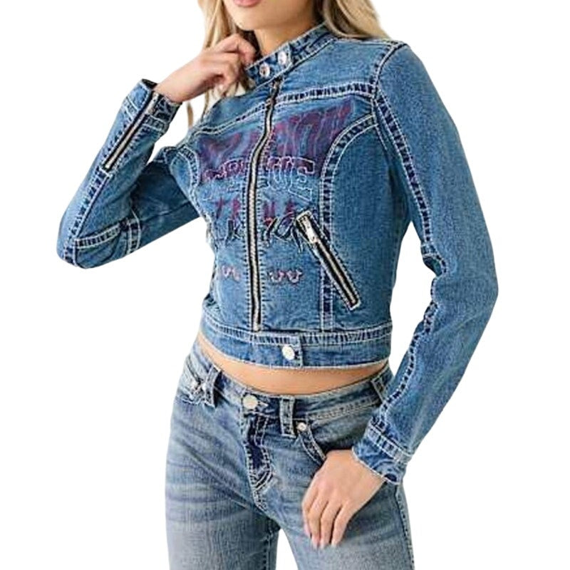 True Religion Denim Shrunken Moto Jacket