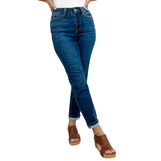 Judy Blue COOL SUMMER Hi-Rise Cool Denim Cuffed Boyfriend Jeans