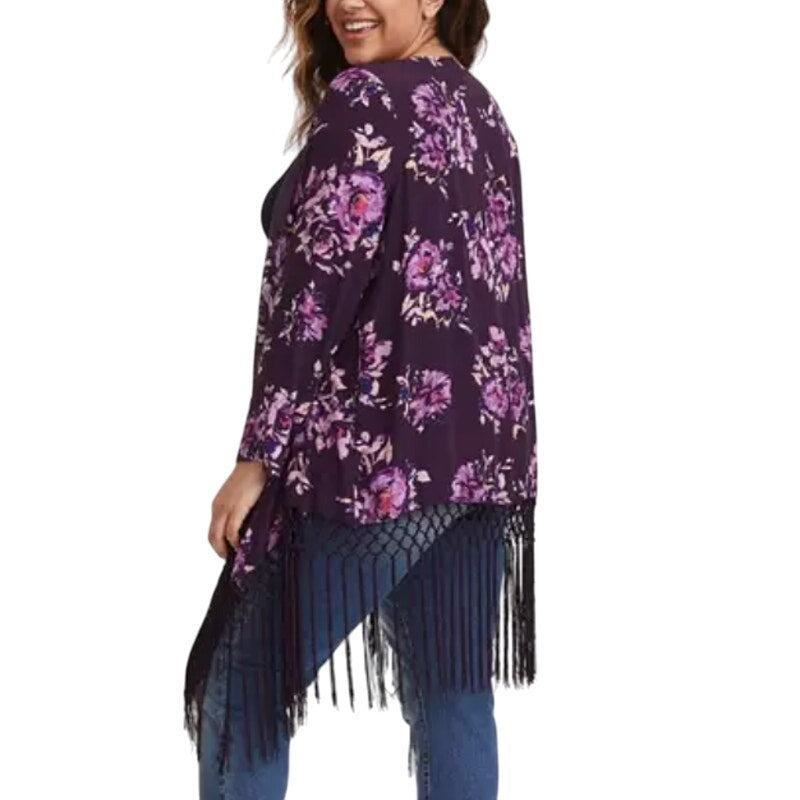 Torrid Floral Print Fringe Kimono