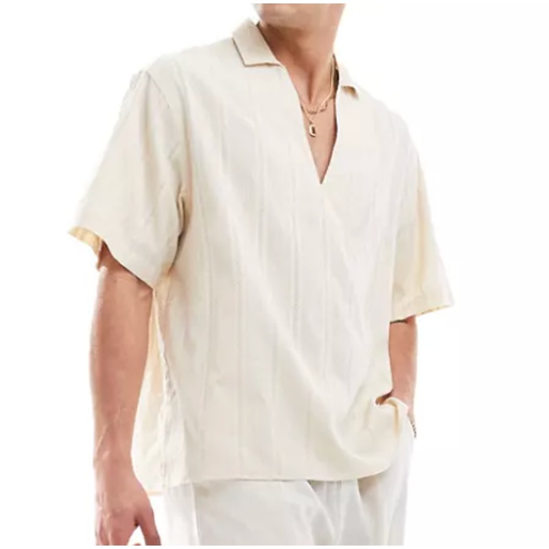 ASOS Design Short Sleeve Overhead Linen Blend Shirt
