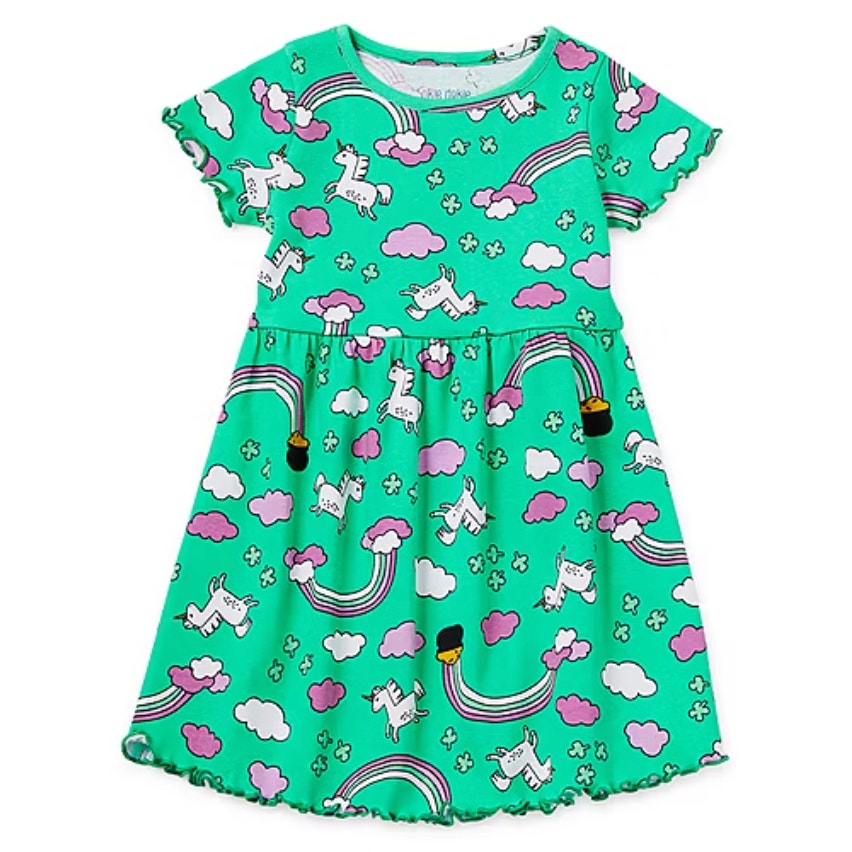 Okie Dokie Toddler Girls Short Sleeve Fit + Flare Dress