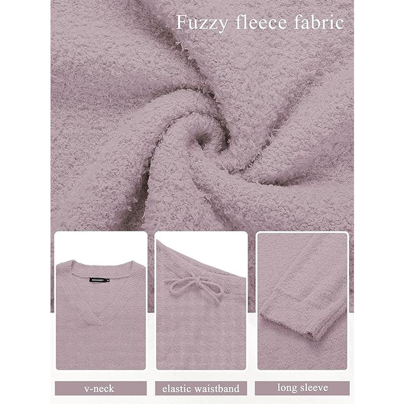 MEROKEETY 2 Piece Outfits Fuzzy Fleece Sweater & Pants Set