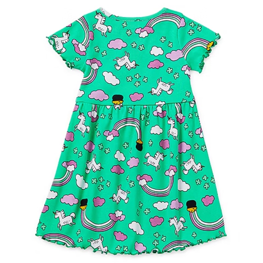 Okie Dokie Toddler Girls Short Sleeve Fit + Flare Dress