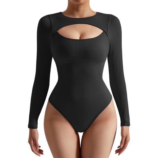 SUUKSESS Women Cutout Seamless Ribbed Bodysuit