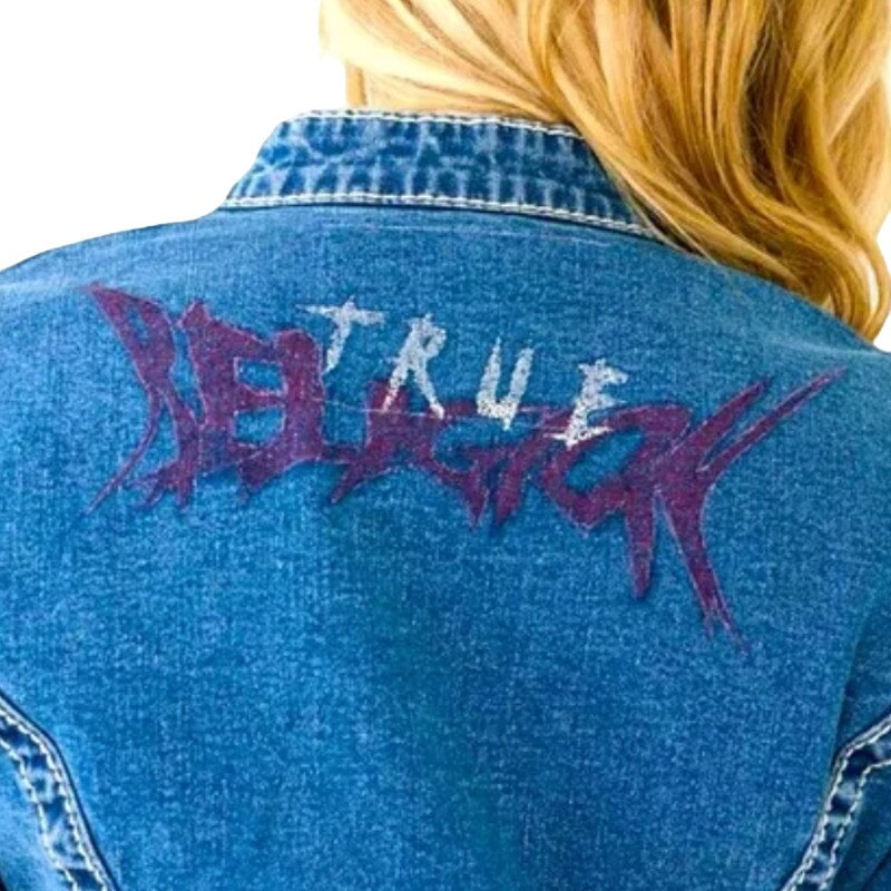 True Religion Denim Shrunken Moto Jacket