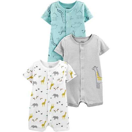 Simple Joys by Carter's Safari Animals 3-Pack Snap-up Rompers