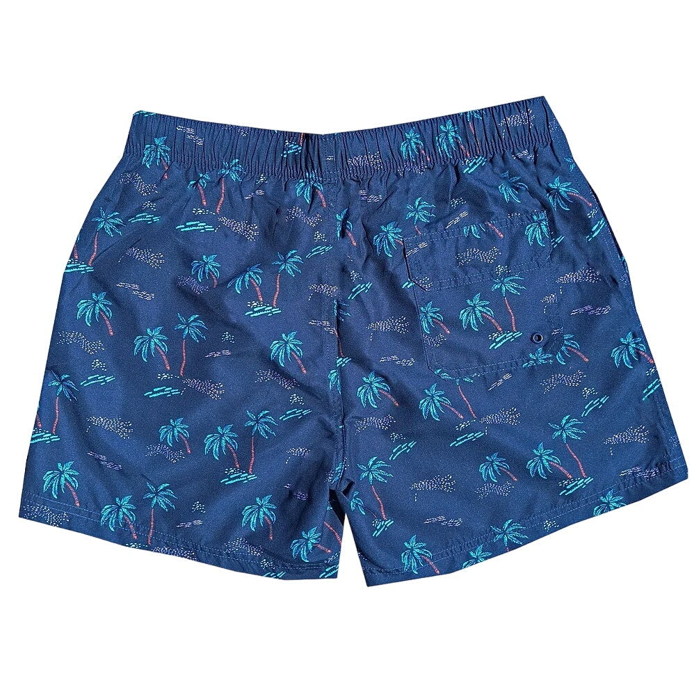 Molokai Surf Co. Navy Palm Tree Swim Trunks