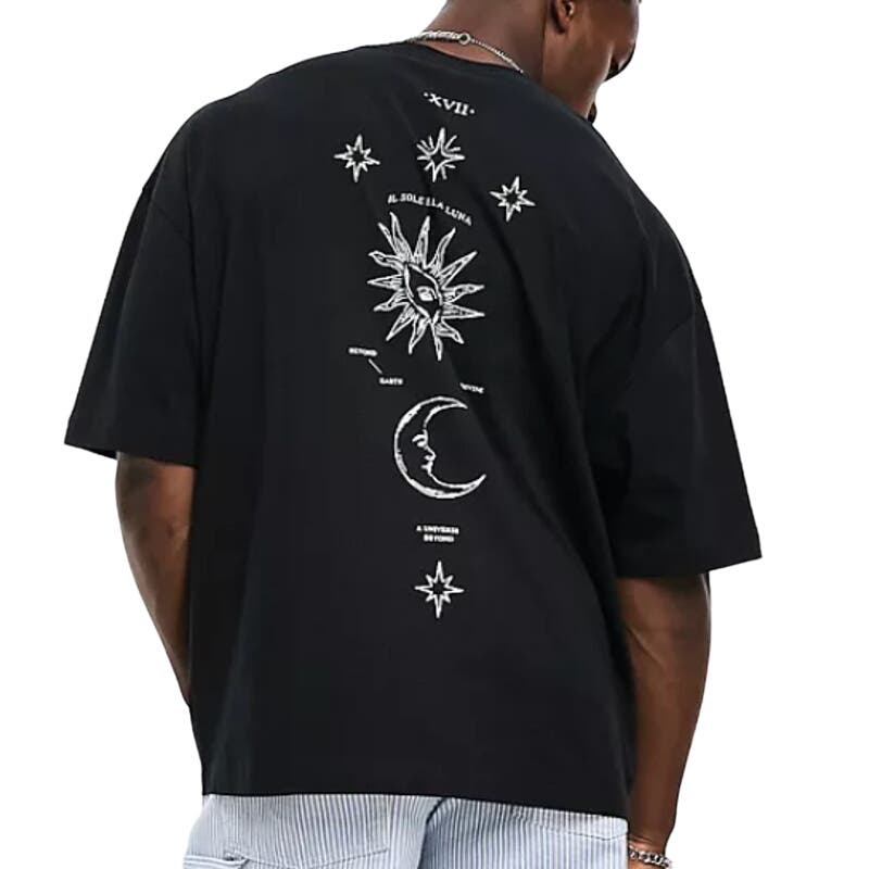 ASOS Design Oversized T-Shirt with Celestial Spine Print