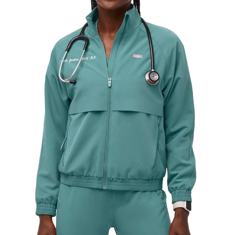 Figs Women's Sydney Scrub Jacket in Hydrogreen