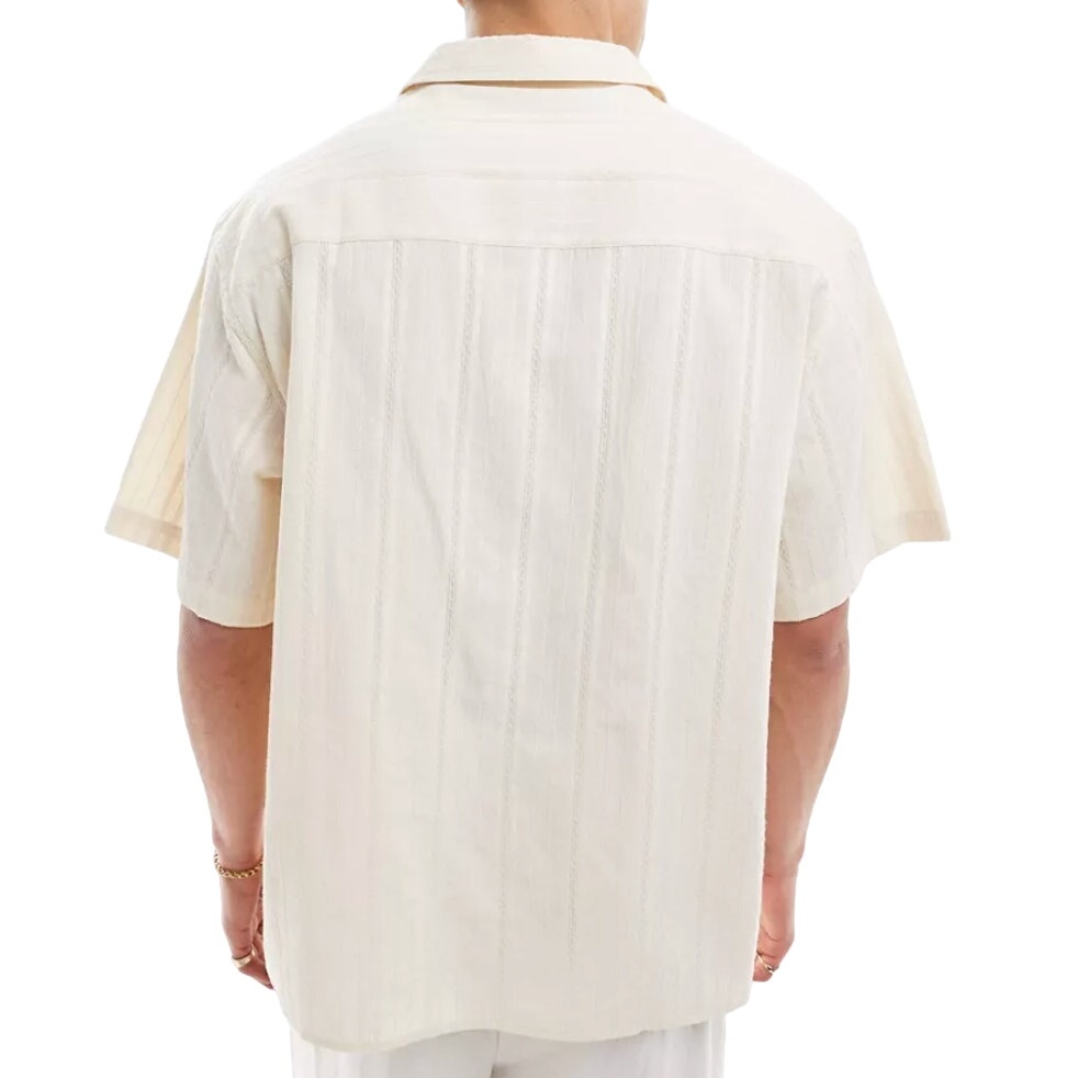 ASOS Design Short Sleeve Overhead Linen Blend Shirt