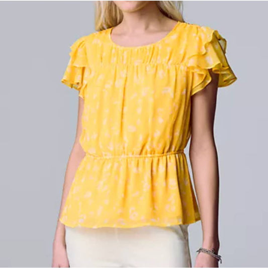 Simply Vera Vera Wang Ruffle-Sleeve Peplum Top