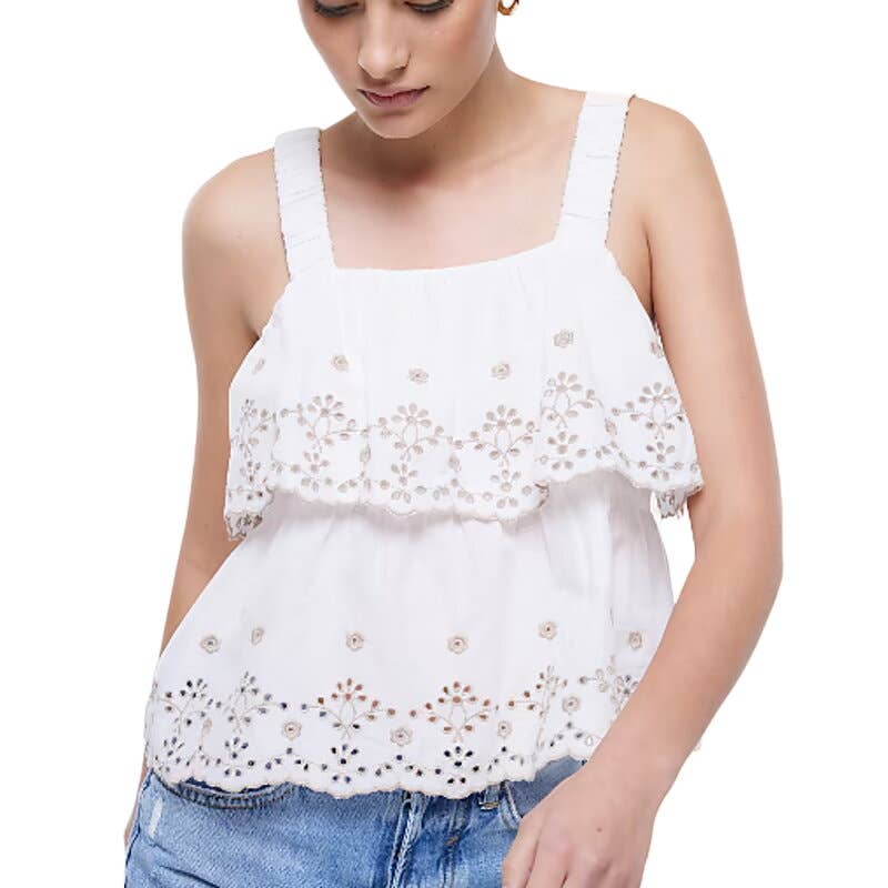 River Island White Broderie Layered Cami Top