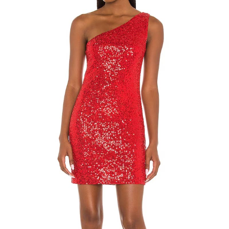 BB Dakota by Steve Madden One-Shoulder Sequin Minidress