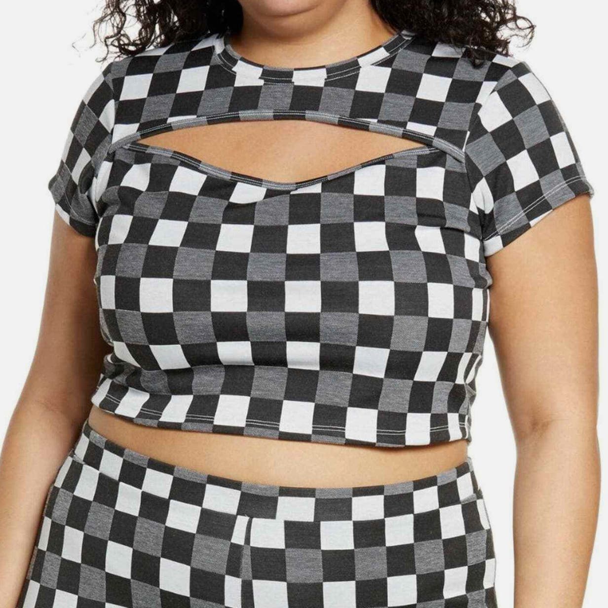 BP. Cutout Gingham Crop Top