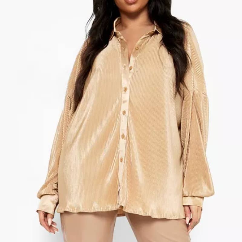 Boohoo Plus Plisse Oversized Shirt