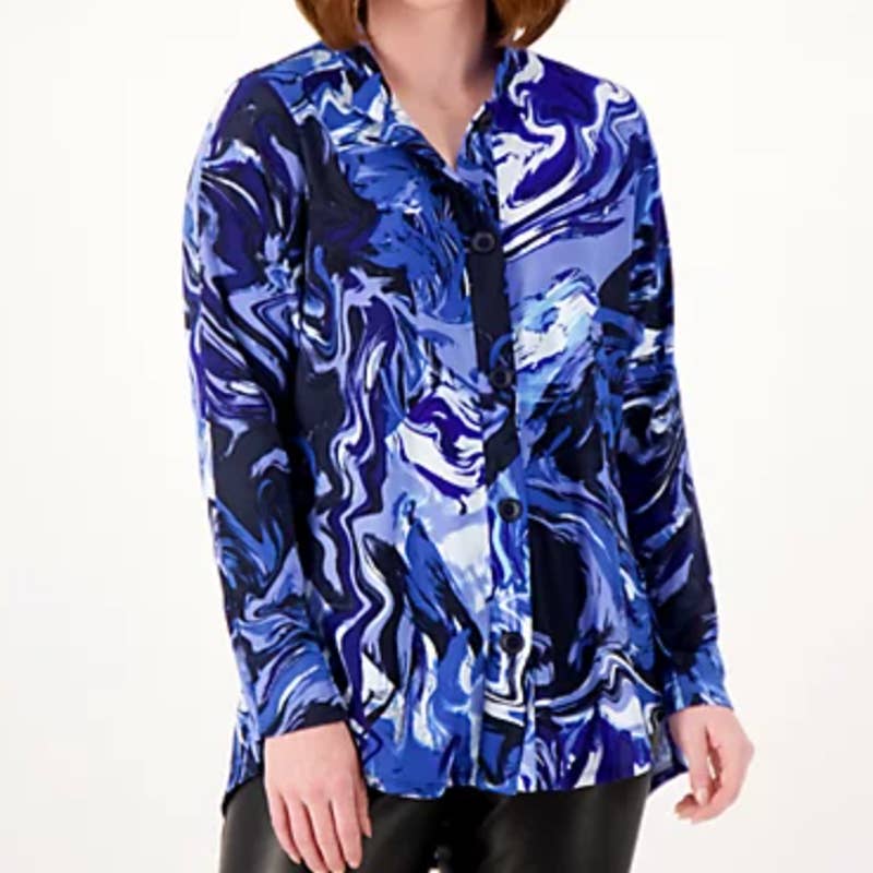 Attitudes by Renee Petite Global Illusions Como Jersey Shirt