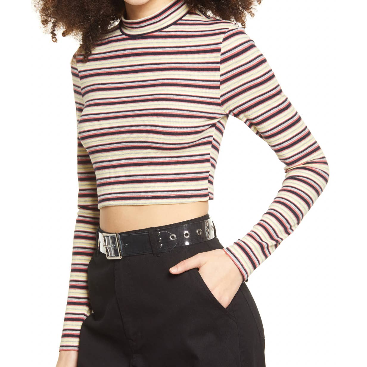 Bp. Mock Neck Long Sleeve Crop Top