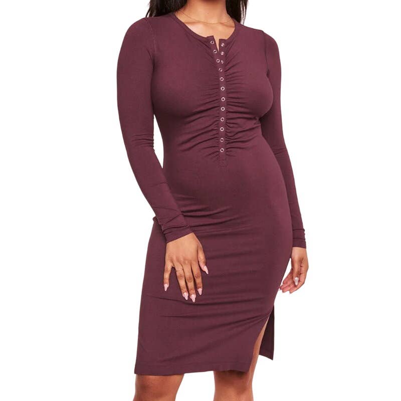 Adore Me Pearl Long Sleeve Henley Dress