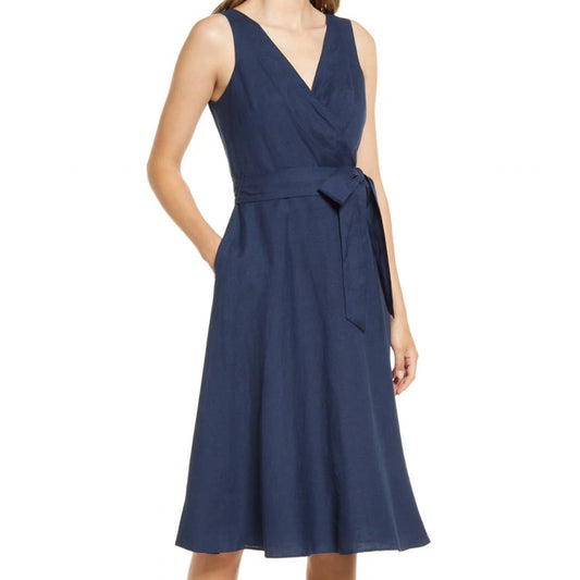 Eliza J Sleeveless V-Neck Fit and Flare Dress