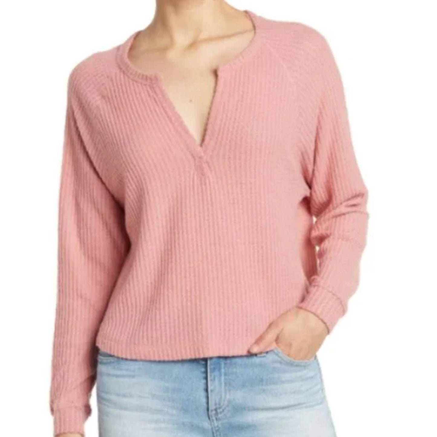 Abound Waffle Knit Long Sleeve Henley Shirt