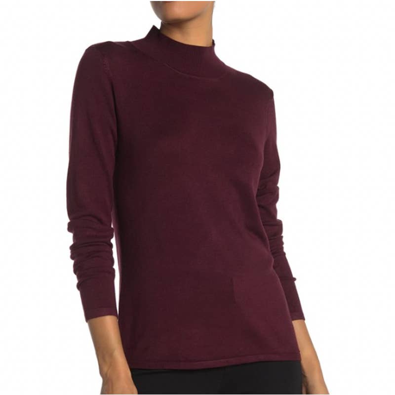 T Tahari Mock Neck Long Sleeve Sweater