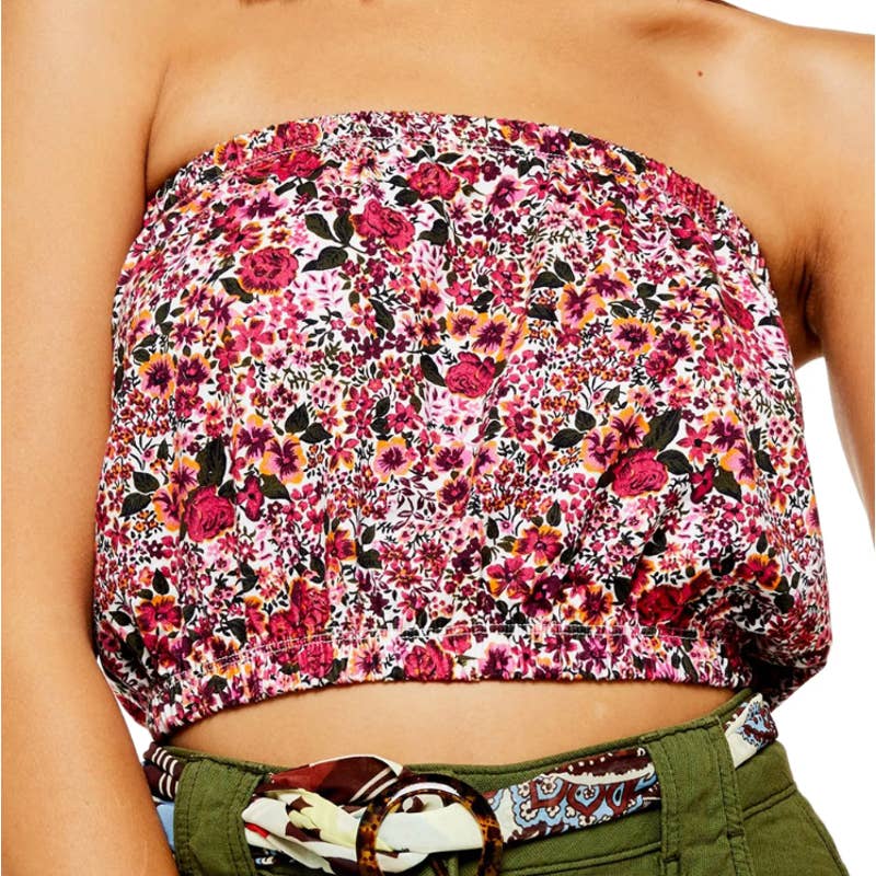 Topshop Crop Floral Bandeau Top