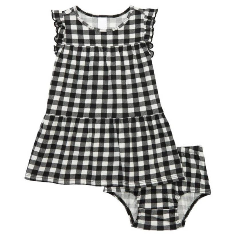 Harper Canyon Babies' Printed Dress & Bloomers In Black Gingham