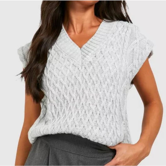 Boohoo Petite Cable Knit Sweater Vest