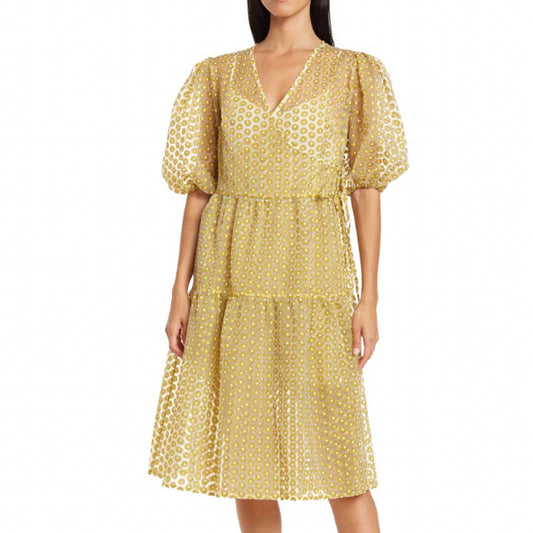 Topshop Daisy Puff Sleeve Faux Wrap Dress