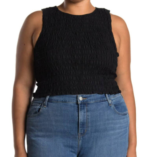 Melrose & Market Sleeveless Smocked Crop Top