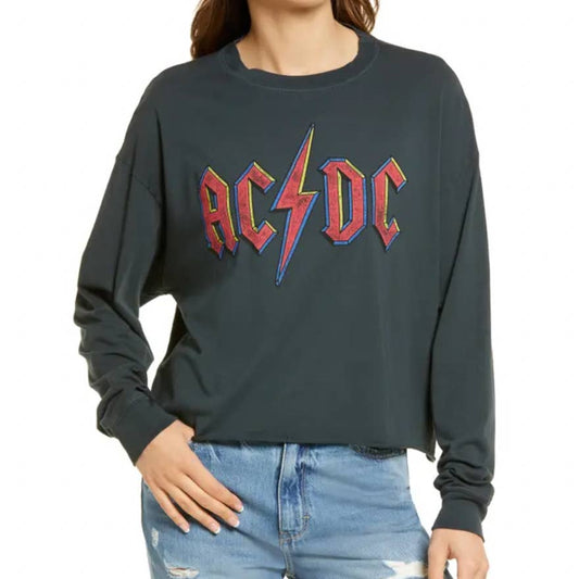 Daydreamer AC/DC Crop Graphic Sweatshirt
