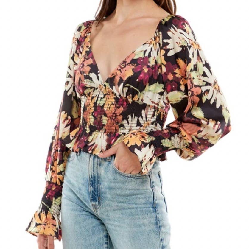 WAYF Heartbreaker Smock Waist Blouse