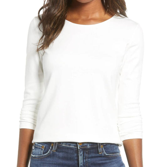 Gibson Baby Ponte Bow Back Long Sleeve Top