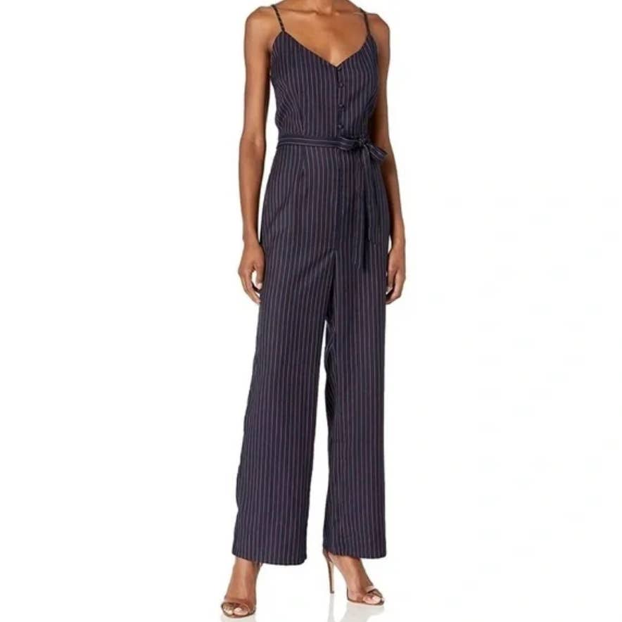 Cupcake and Cashmere Bonita Pinstriped Jumpsuit with Waist Tie