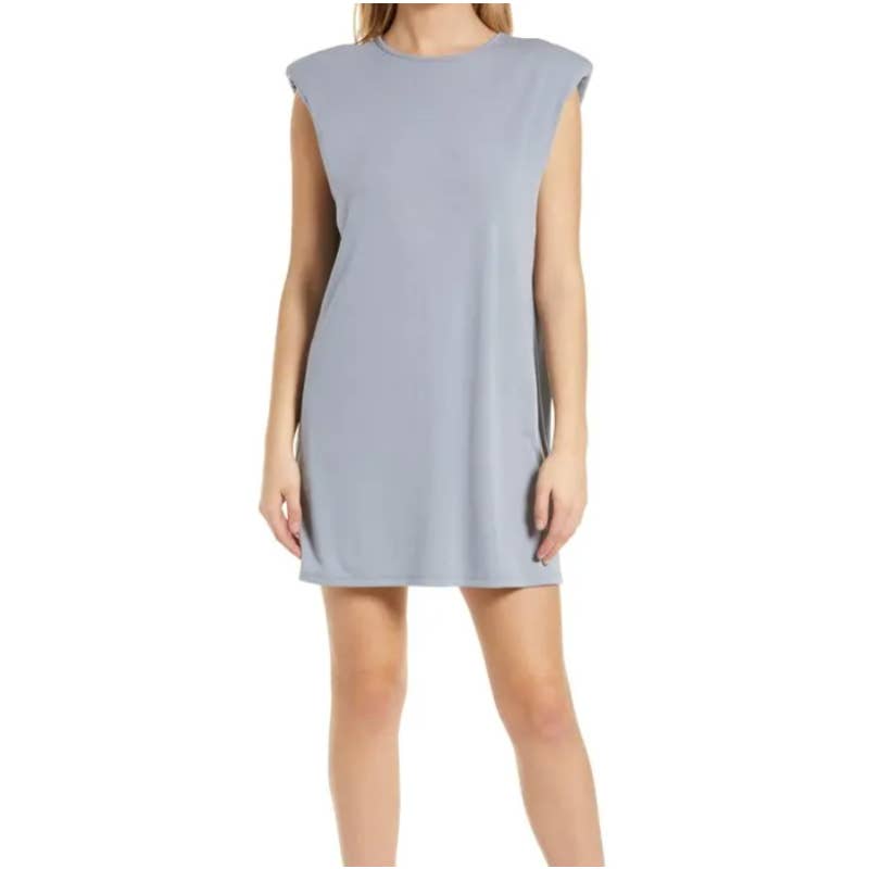 4Th & Reckless Gabriella Shoulder Pad Sleeveless T-Shirt Dress