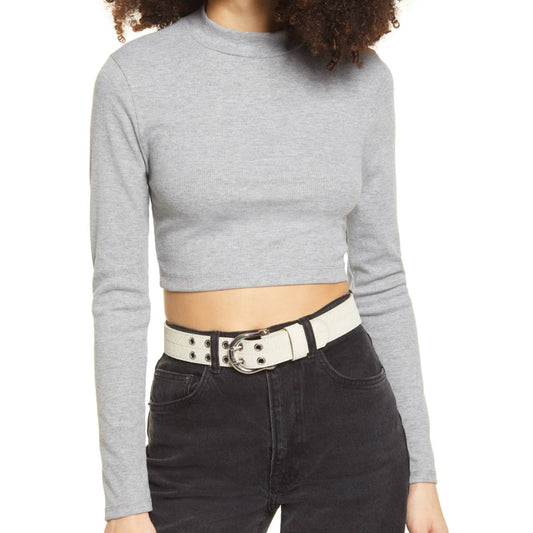 Bp. Mock Neck Long Sleeve Crop Top