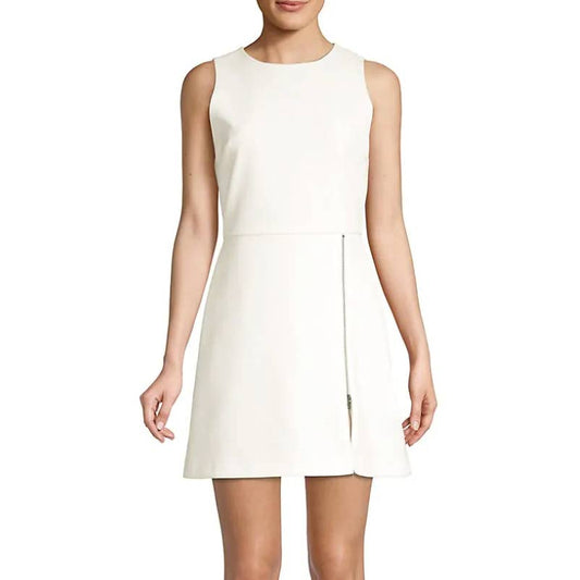 Alice + Olivia Julie Zip Detail A-Line Minidress