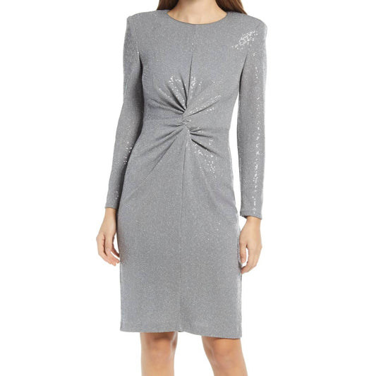 Vince Camuto Sequin Long Sleeve Sheath Cocktail Dress