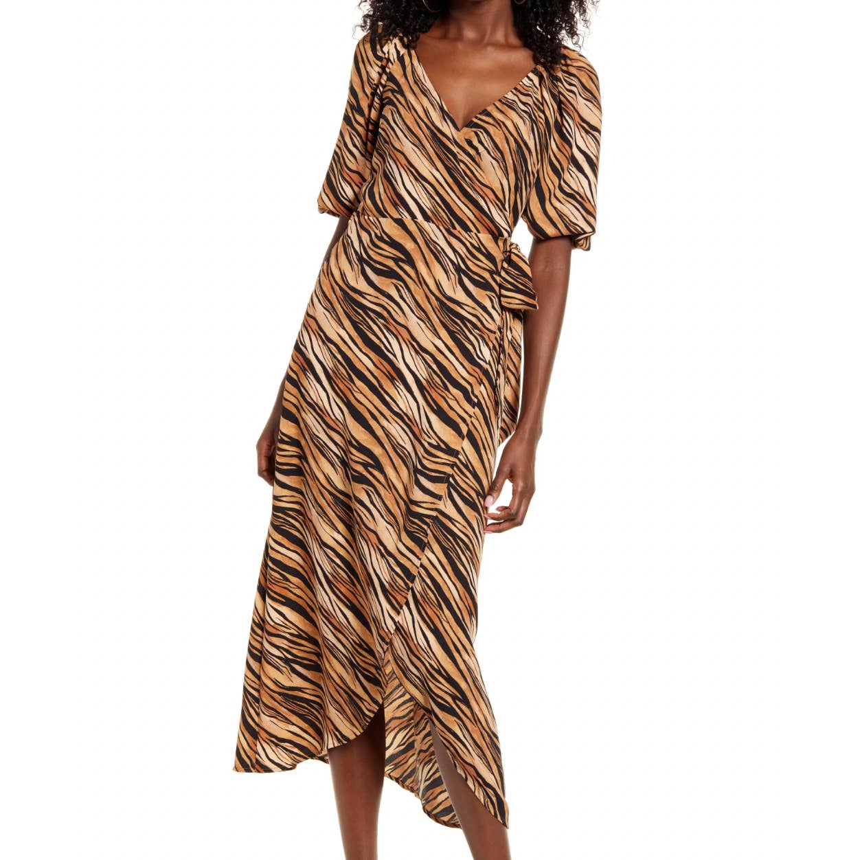 Leith Print Midi Wrap Dress