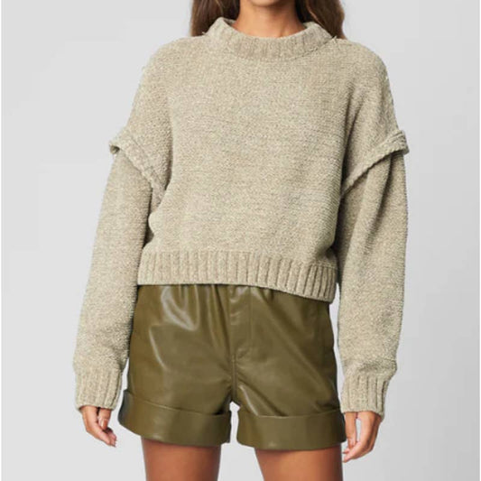 BLANKNYC Drop Shoulder Chenille Cropped Sweater
