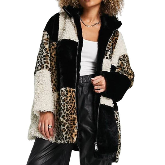 Jayley Faux Fur Patchwork Midi Coat