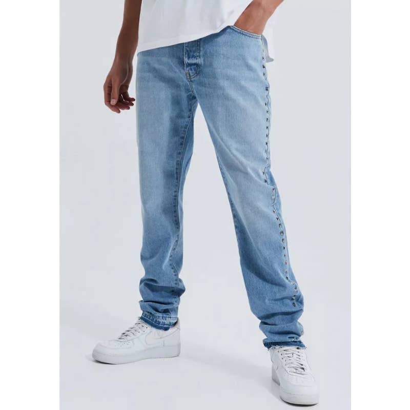 Boohoo Man Tall Slim Fit Stud Detail Rigid Denim Jean