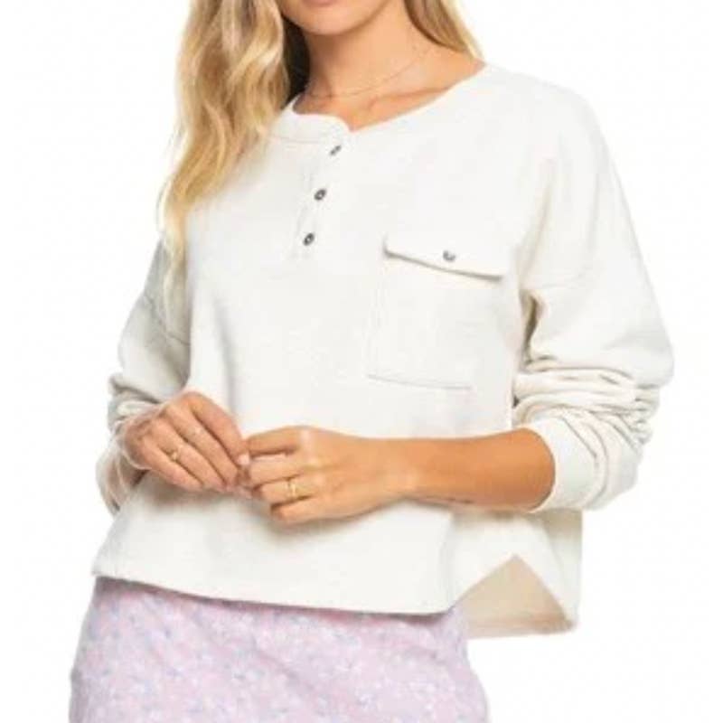 Roxy Sweet Sweet Surf Cotton Blend Henley Sweatshirt